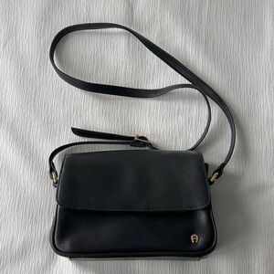 Vintage Etienne Aigner Dark Navy Leather crossbody Bag
